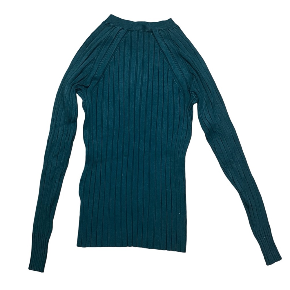 SOLD- NWT INC International Concepts Hunter Green Rib Knit Zipper Sweater Size S - Picture 3 of 6